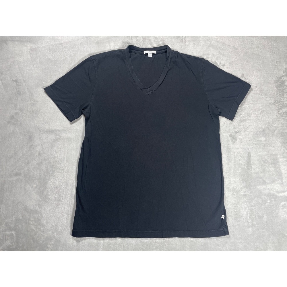 James Perse T-Shirt Men Small Black V-Neck Short Sleeve Minimal Basics Tee